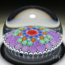 Michael Hunter 2022 Glass Art Paperweight Patterned Complex Millefiori with Roses & Daises in Staves