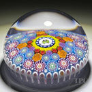 Michael Hunter 2022 Glass Art Paperweight Patterned Complex Millefiori with Roses and Lovebird Picture Murrina