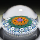 Michael Hunter 2022 Glass Art Paperweight Concentric Complex Millefiori with Roses, Daisies & Kingfisher Murrine