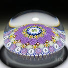 Michael Hunter 2022 Glass Art Paperweight Concentric Complex Millefiori with Roses, Panda Silhouettes & Lovebird Picture Murrine in Staves