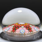 Michael Hunter 2022 Glass Art Paperweight Patterned Complex Millefiori with Roses, Daisies and Bird Picture Canes