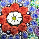 Michael Hunter 2022 Glass Art Paperweight Concentric Complex Millefiori with Roses and White Daisy