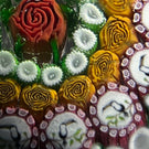 Michael Hunter 2022 Glass Art Paperweight Concentric Complex Millefiori with Roses & 13 Toucan Murrrine in White Stave Basket