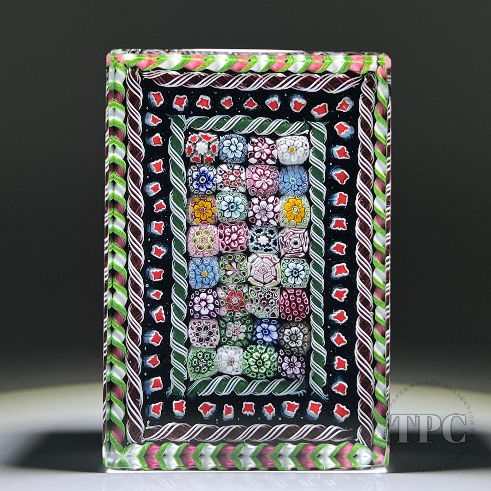 Tomasz Gondek 2022 Glass Art Paperweight Faceted Rectangular Closepack Complex Millefiori Plaque