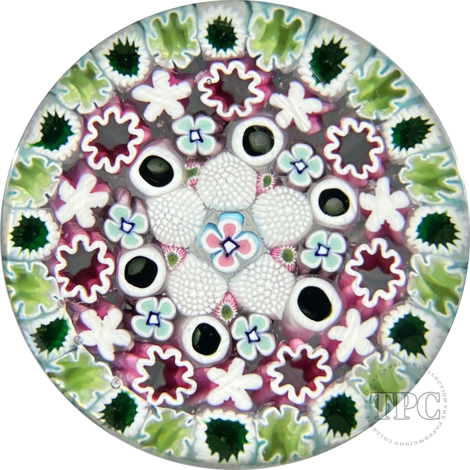 Damon MacNaught 2022 Glass Art Paperweight Complex Concentric Millefiori in Staves