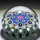 Damon MacNaught 2022 Glass Art Paperweight Complex Concentric Millefiori with Pink Moss Cane Center & Staves