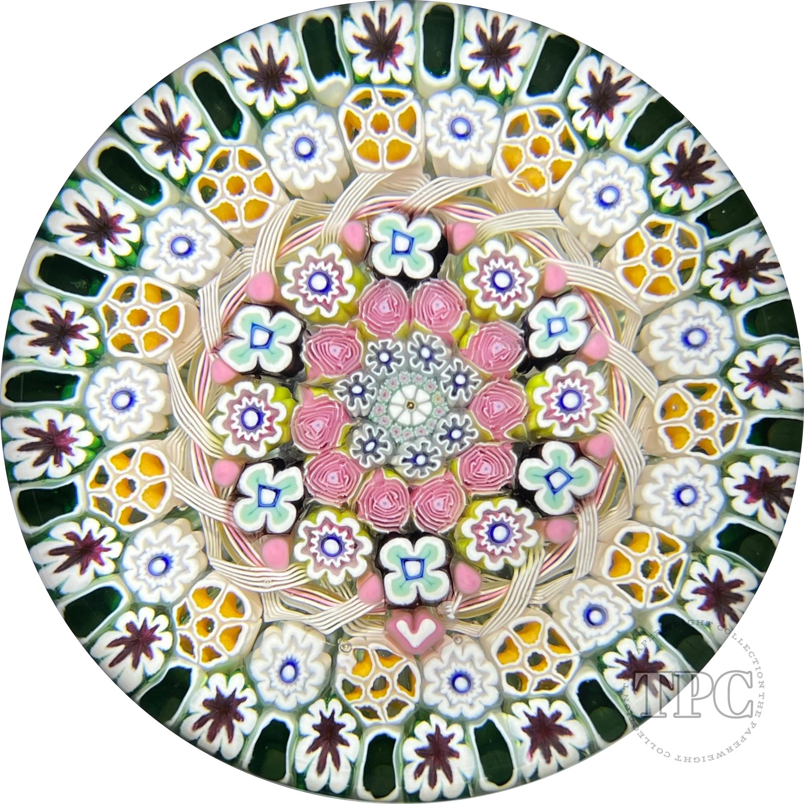 Magnum Damon MacNaught 2022 Glass Art Paperweight Complex Concentric Millefiori & Latticino Torsade