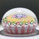 Damon MacNaught 2022 Glass Art Paperweight Complex Concentric Millefiori with Pink & Green Ribbon Torsade