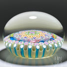 Magnum Damon MacNaught 2022 Glass Art Paperweight Complex Concentric Millefiori with Blue Ribbon Torsade