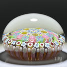 Magnum Damon MacNaught 2022 Glass Art Paperweight Complex Concentric Millefiori with Pink & Green Ribbon Torsade