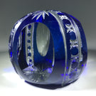20th Century Val St Lambert Art Glass Paperweight Fancy Faceted Blue Flash Overlay