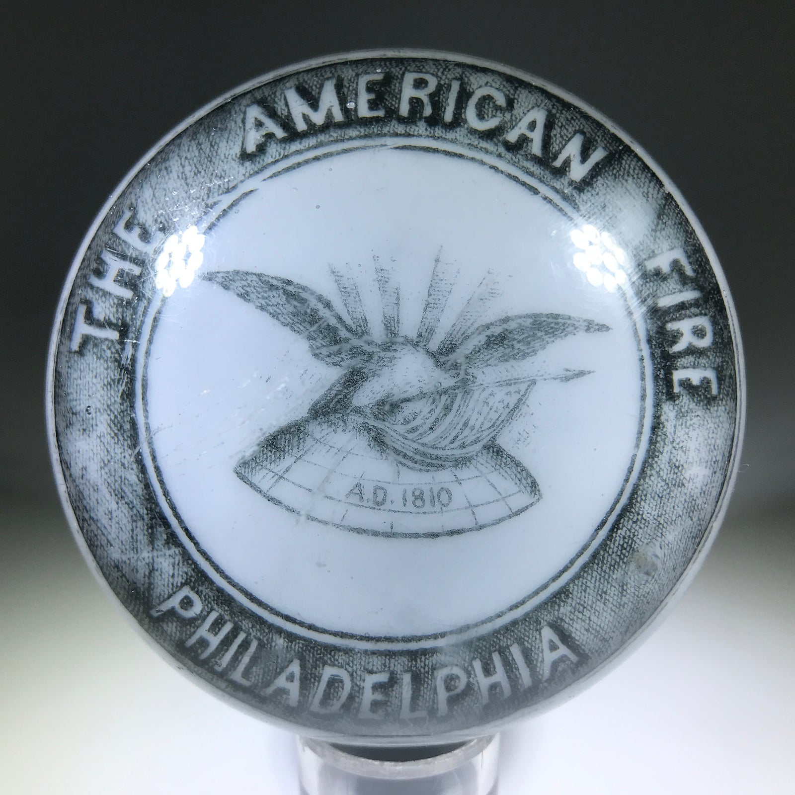 Antique William Maxwell Art Glass Advertising Paperweight The American Fire Philadelphia