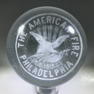 Antique Millville Art Glass Frit Advertising Paperweight The American Fire Philadelphia