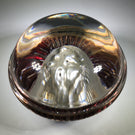 Antique European Art Glass Paperweight Intaglio Dog With Ruby Embellishment