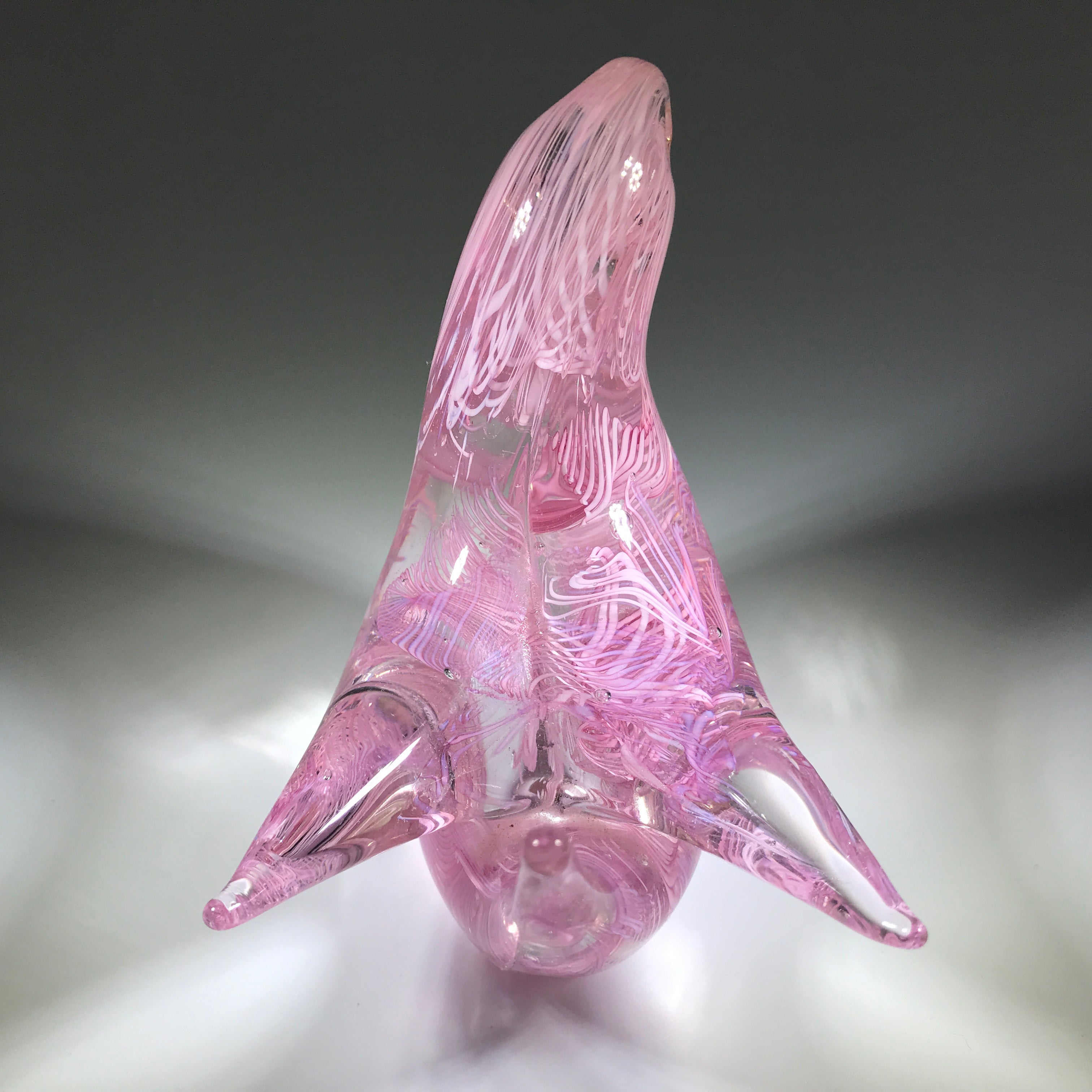 Vintage Murano Figural Art Glass Bird Paperweight Sculpture with Pink