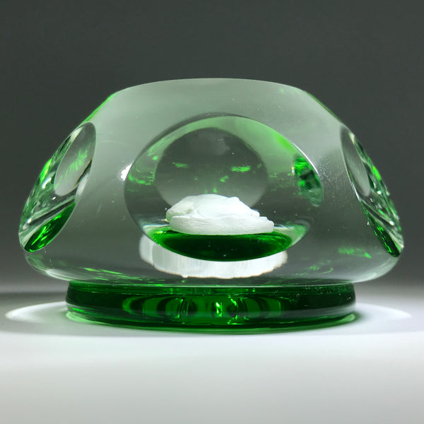 Vintage Robert Hamon Art Glass Paperweight George Washington Sulphide