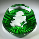 Vintage Robert Hamon Art Glass Paperweight George Washington Sulphide on Green