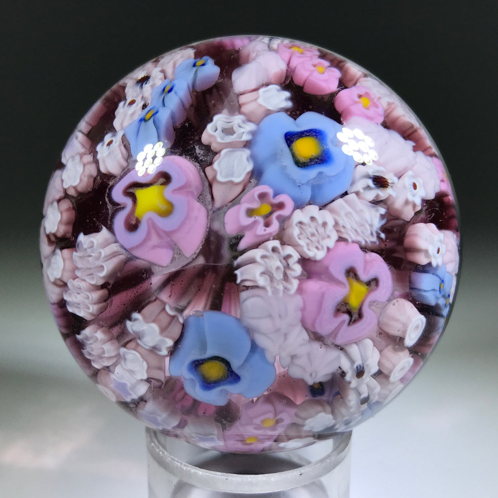 Vintage Murano Antica Murrina Art Glass Paperweight Patterned Floral Millefiori