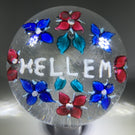 Antique Union Glass Co. Art Glass Paperweight Hellem Lampwork Flower Garland