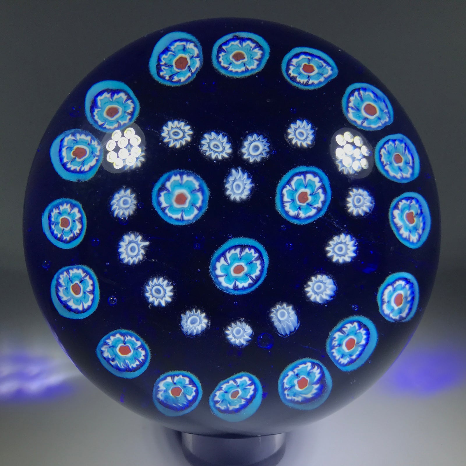 Vintage Gentile Art Glass Paperweight Patterned Millefiori Heart Garland