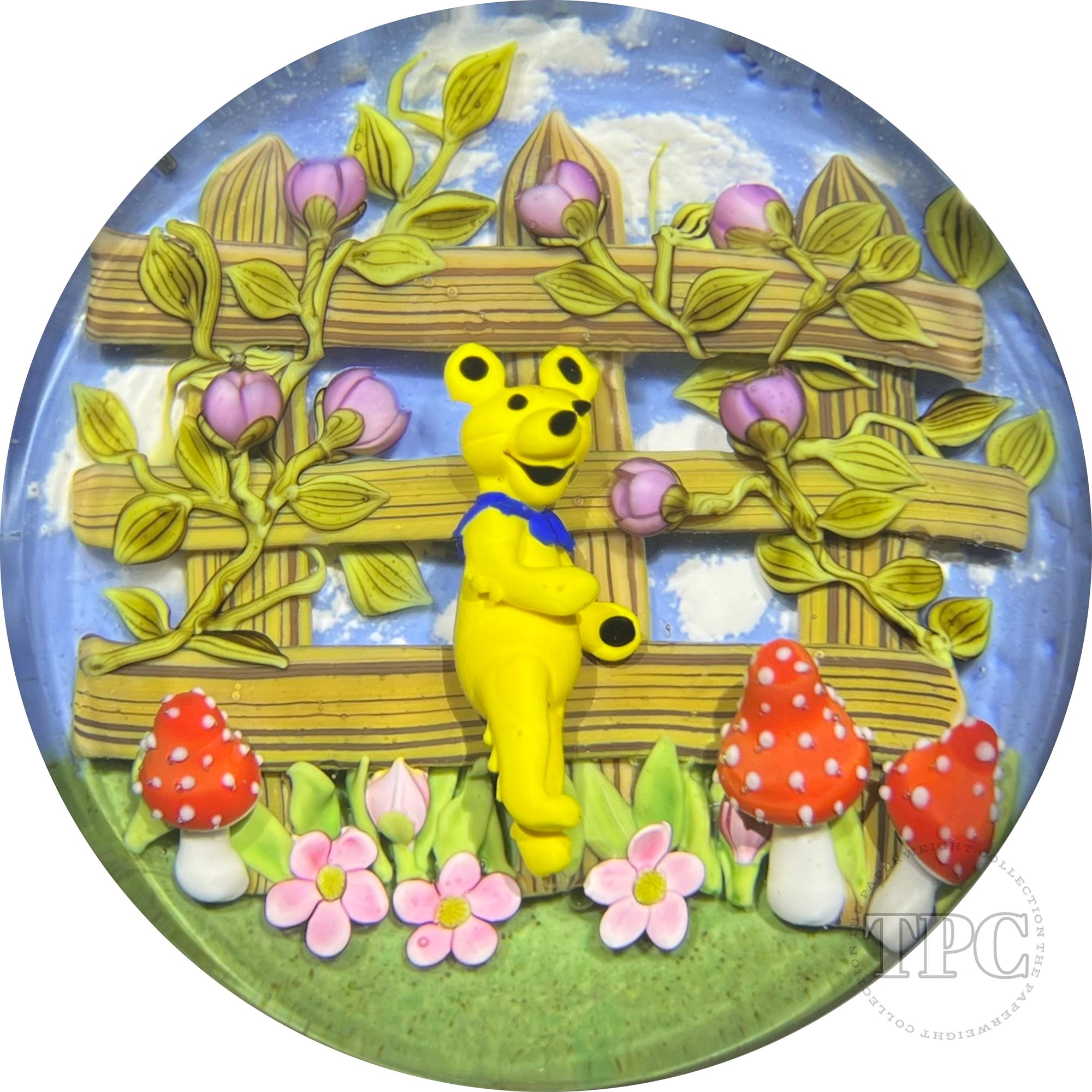 Clinton Smith 2022 Glass Art Paperweight Flamework Grateful Dead Yellow Dancing Bear