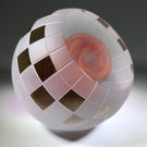 Signed Youghiogheny Art Glass Paperweight Cold Worked Pink Folded Veil