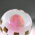 Signed Youghiogheny Art Glass Paperweight Cold Worked Pink Folded Veil