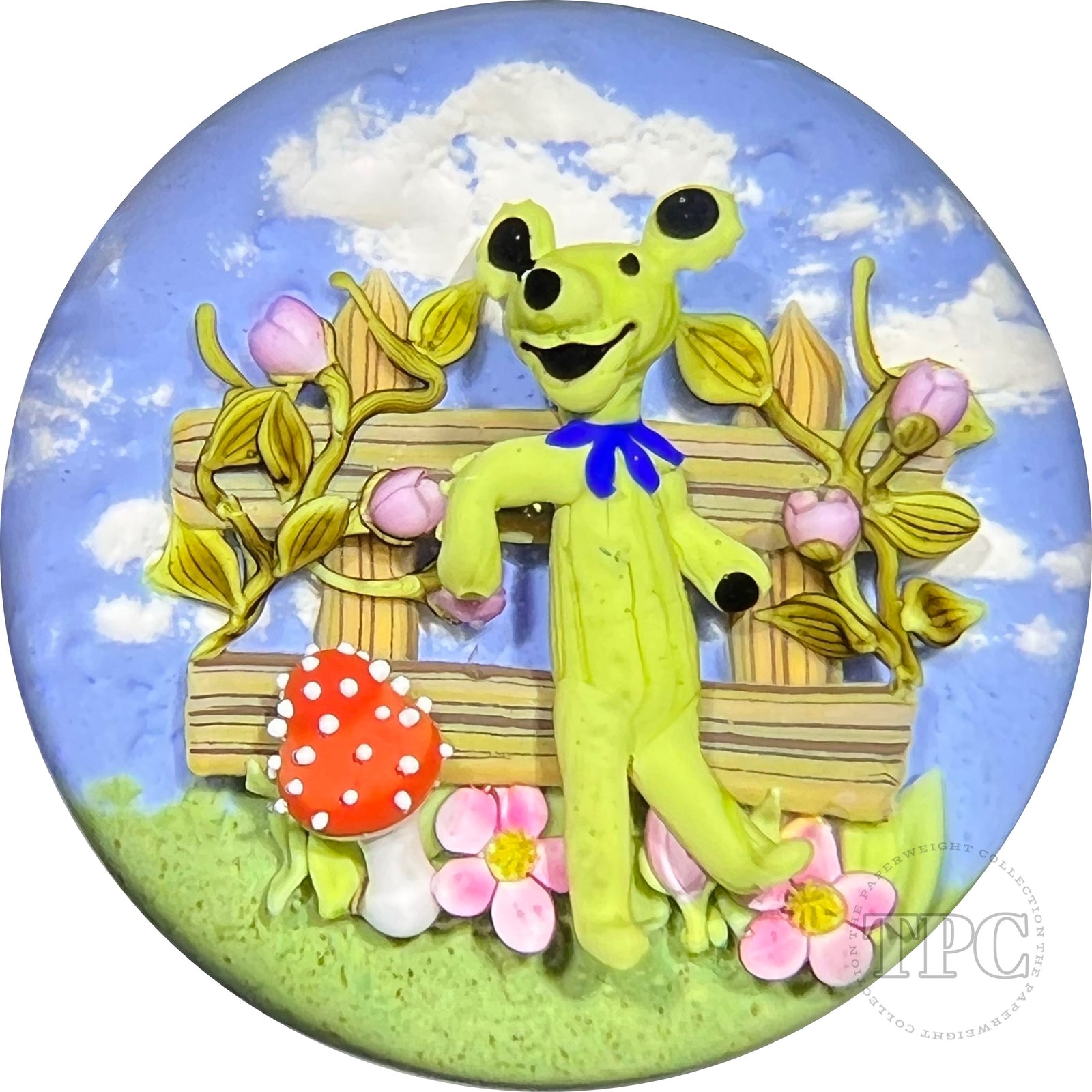 Clinton Smith 2022 Glass Art Paperweight Flamework Small Grateful Dead Green Dancing Bear