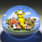 Clinton Smith 2022 Glass Art Paperweight Flamework Small Grateful Dead Yellow Dancing Bear