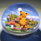 Clinton Smith 2022 Glass Art Paperweight Flamework Small Grateful Dead Orange Dancing Bear
