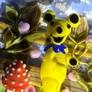 Clinton Smith 2022 Glass Art Paperweight Flamework Small Grateful Dead Yellow Dancing Bear