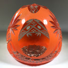 20th Century Val St Lambert Art Glass Paperweight Fancy Faceted Orange Overlay