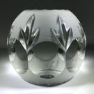 20th Century Val St Lambert Art Glass Paperweight Fancy Faceted Frosted Surface