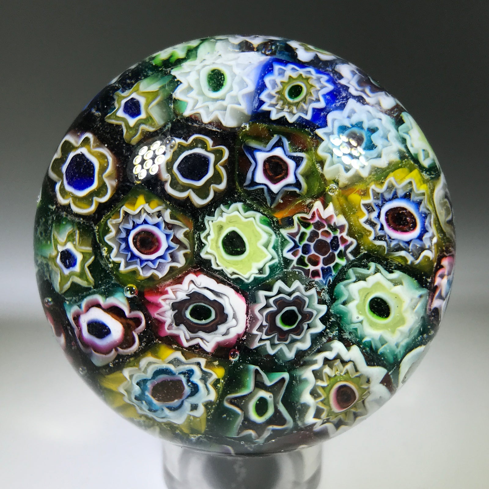 Vintage Murano Art Glass Paperweight Complex Closepack Millefiori (Bruised)