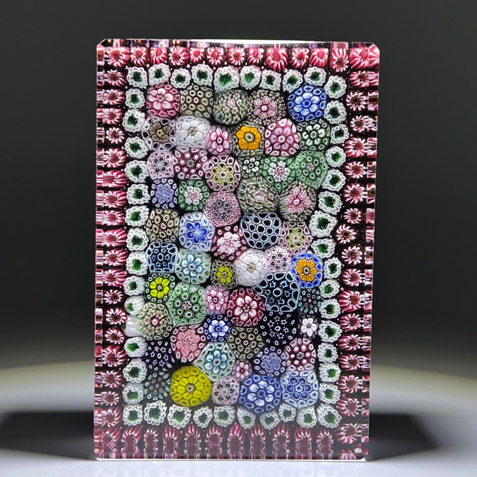 Tomasz Gondek 2022 Glass Art Paperweight Faceted Rectangular Closepack Complex Millefiori Plaque