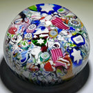 John Deacons 2014 Glass Art Paperweight Millefiori Scramble With Rose Canes and Silhouette Canes
