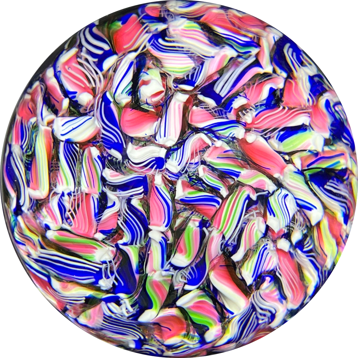 Modern Baccarat Colorful Glass Art Paperweight Macedoine Twists Scramble