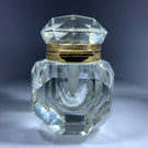 Antique Faceted Cut Glass Inkwell with Applied Flower Sulphide