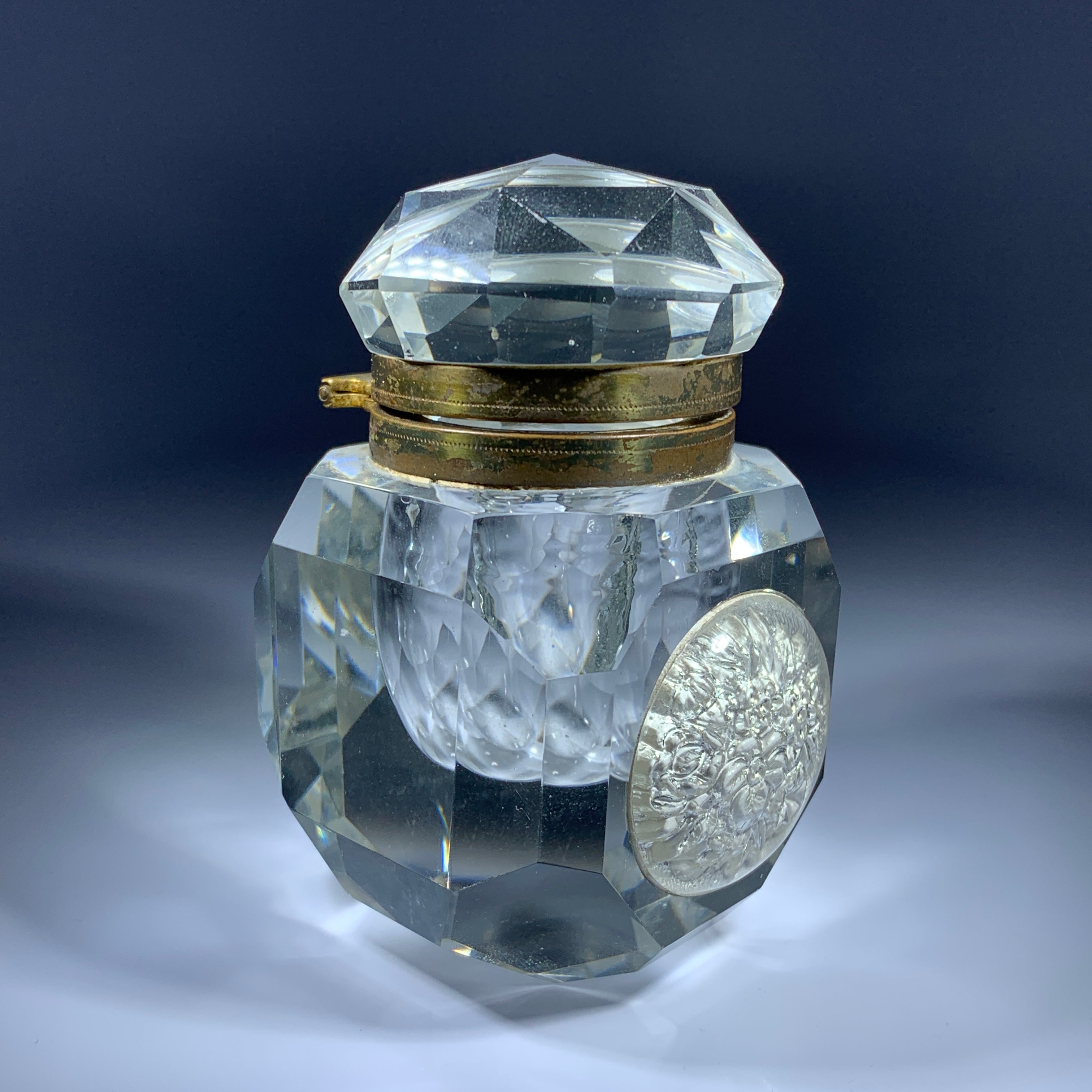 American victorian crystal inkwell