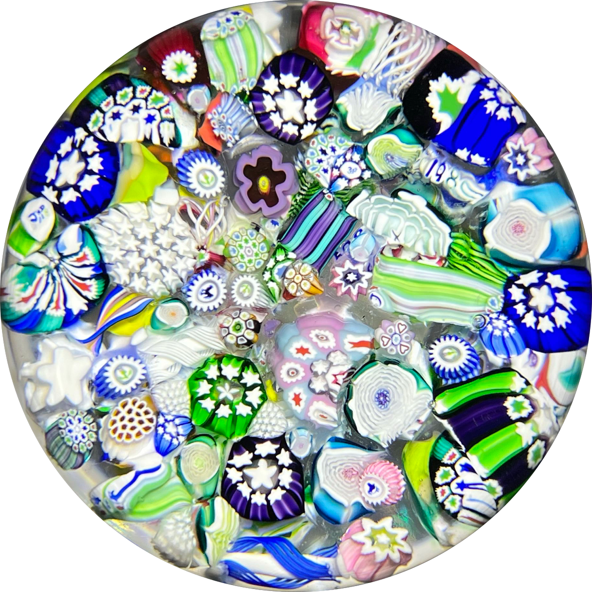 John Deacons 2018 Large Glass Art Paperweight Complex Millefiori End-of-Day Scramble