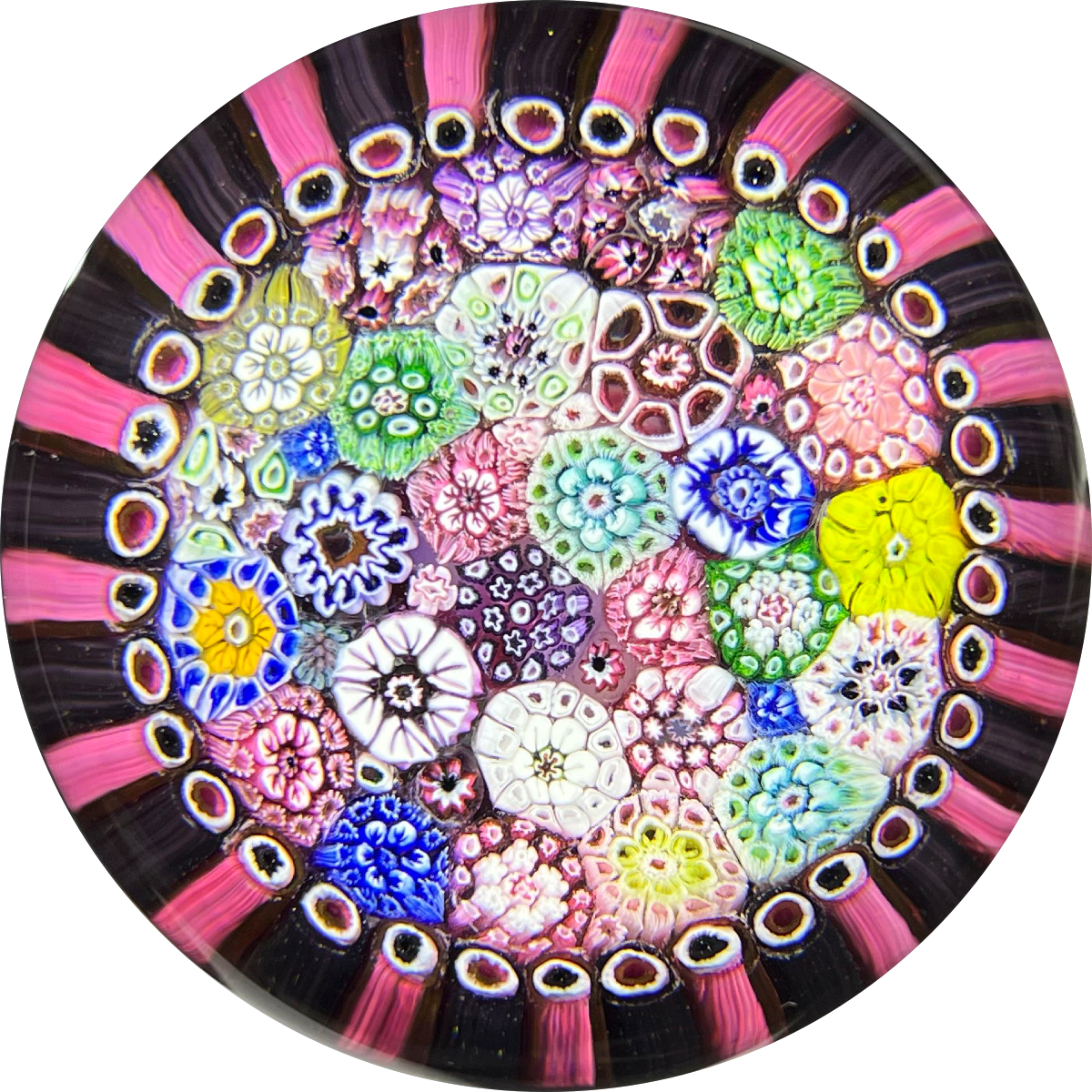 Tomasz Gondek 2021 Glass Art Paperweight Complex Millefiori Closepack Basket