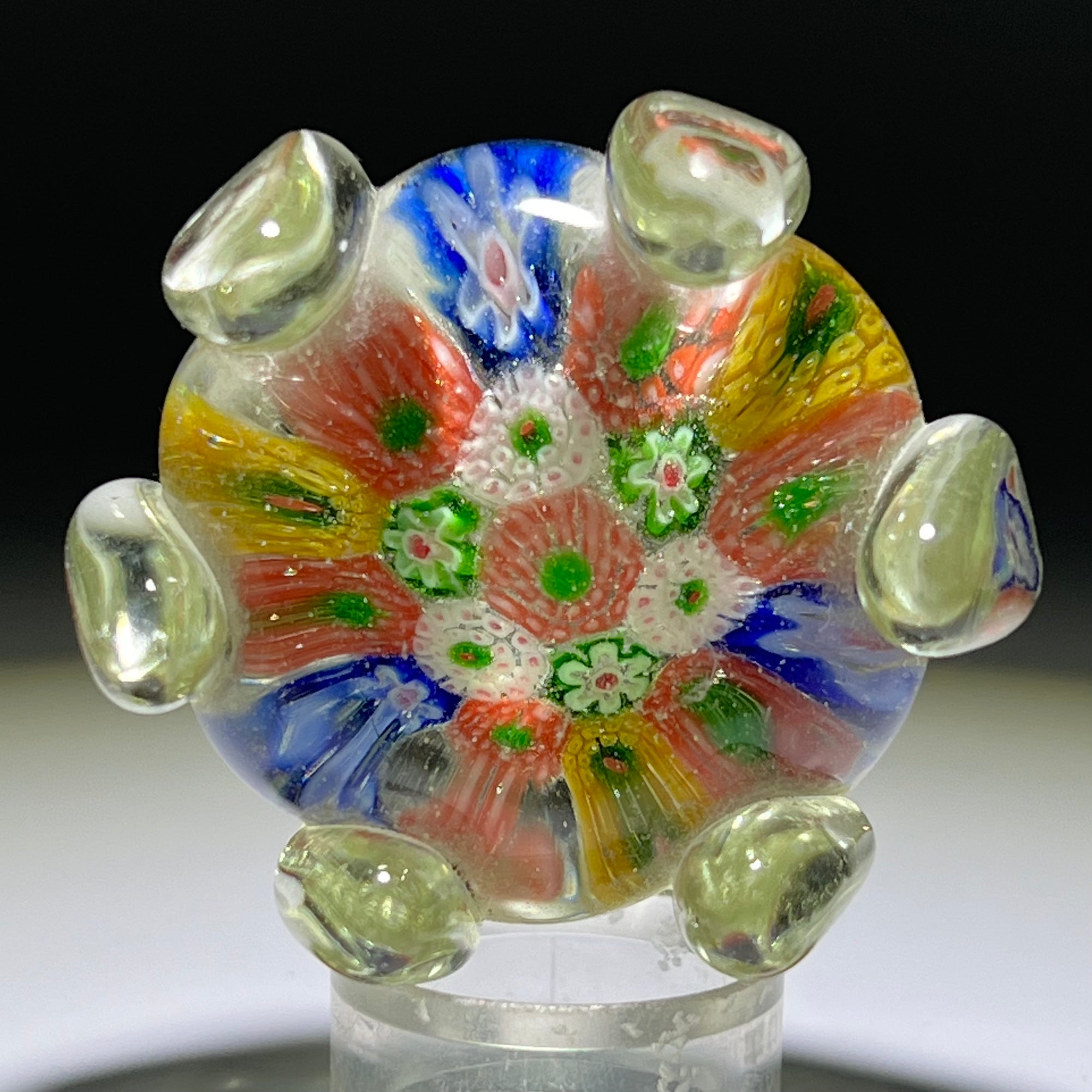 Early Chinese Concentric Complex Millefiori with Applied Surface Decoration Glass Art Paperweight