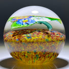 Signed Chris Sherwin Glass Art Paperweight Nosegay on Frit Ground