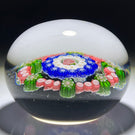 Antique Clichy Glass Art Paperweight Open Concentric Complex Millefiori with Rose Cane