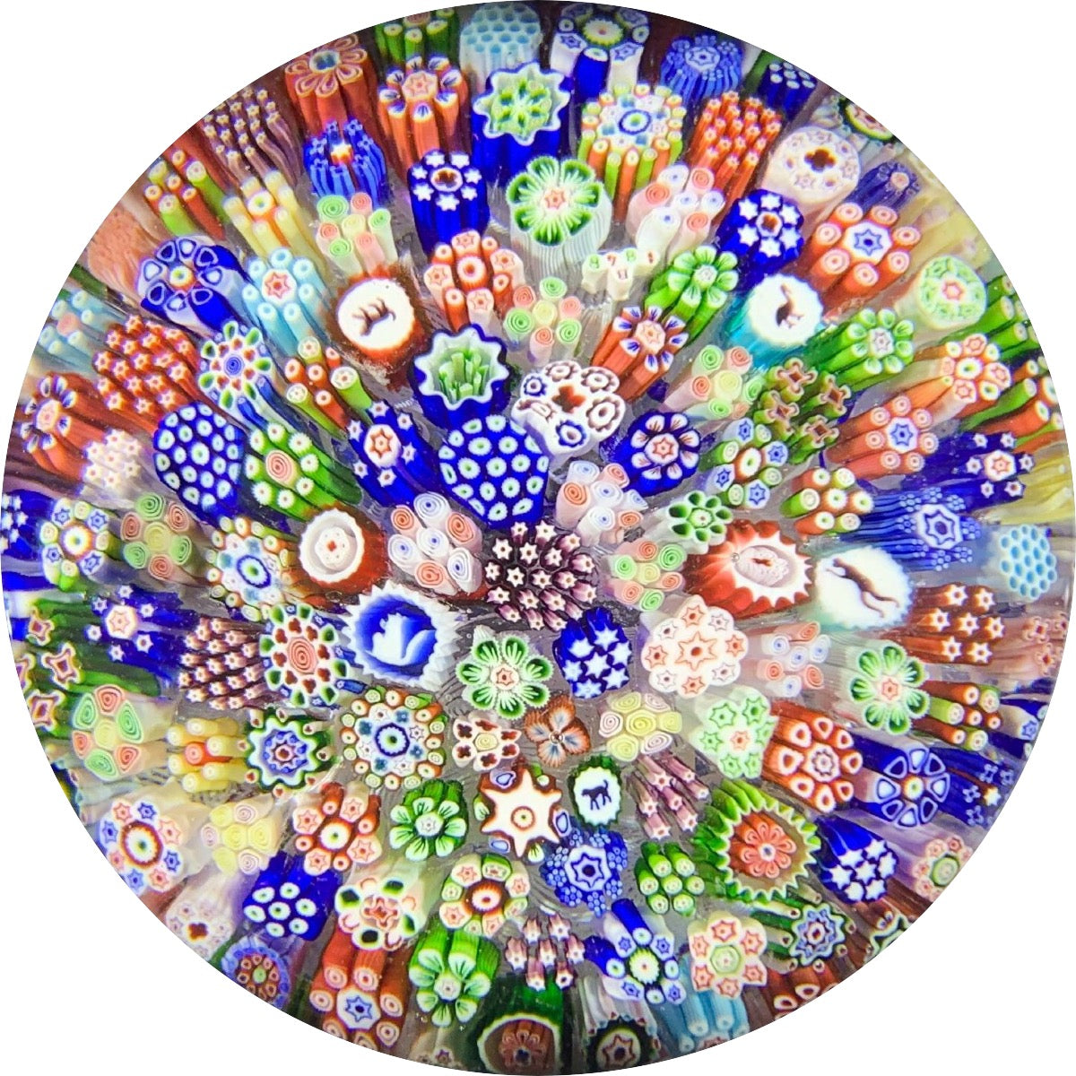 Antique Baccarat B1848 Art Glass Paperweight Closepack Millefiori W/ Silhouette Canes