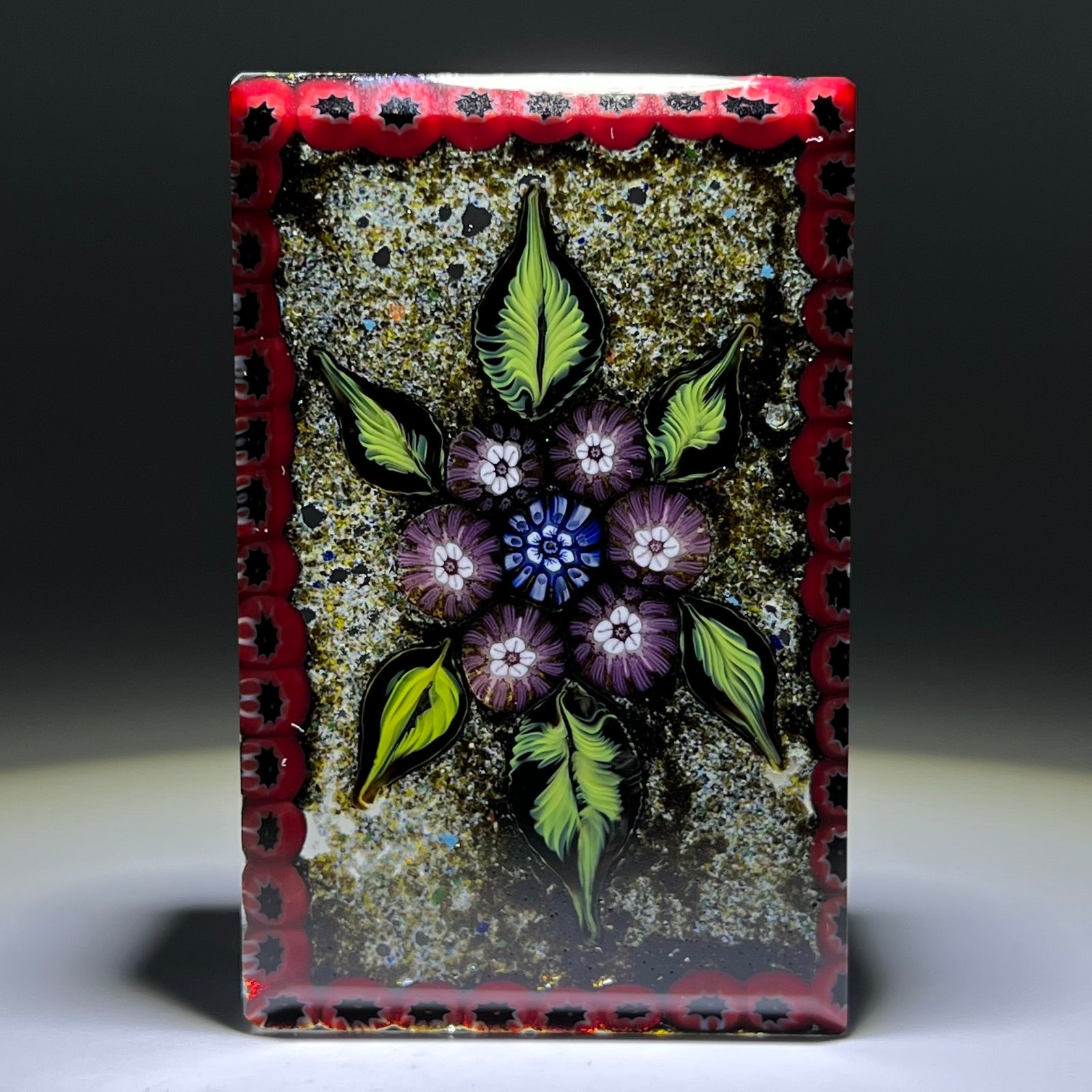 Tomasz Gondek 2020 Glass Art Paperweight Millefiori Nosegay Plaque With Millefiori Border