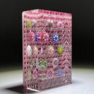 Tomasz Gondek 2020 Glass Art Paperweight Complex Spaced Millefiori Set over Parallel Laid Pink & White Latticinio