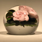 Katsumi Sakakibara Art Glass Paperweight Lampwork Pink Rose Bouquet