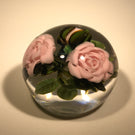 Katsumi Sakakibara Art Glass Paperweight Lampwork Pink Rose Bouquet