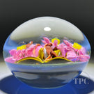 Clinton Smith 2022 Glass Art Paperweight Flamework Field Mice Frolicking in Pink Daisies